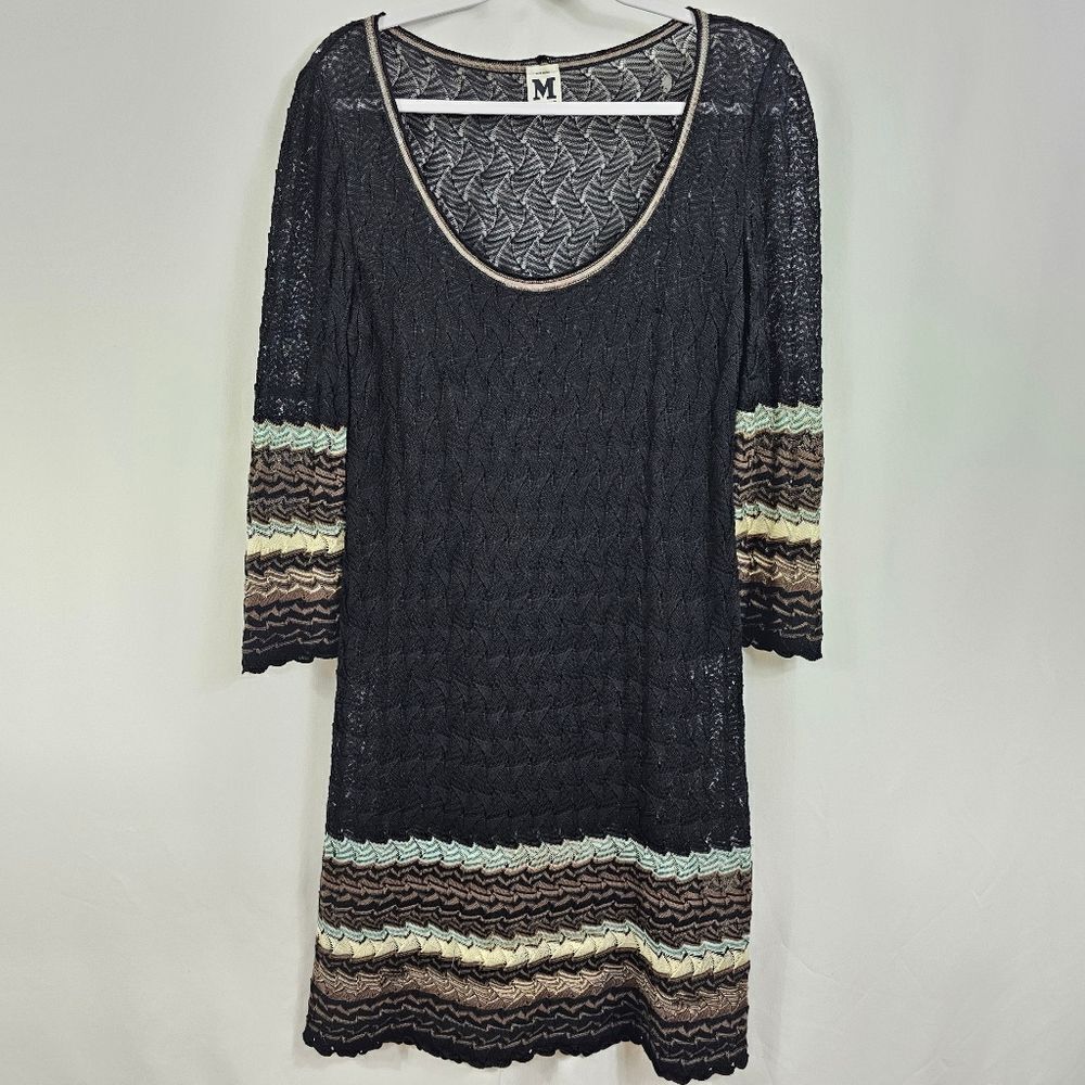 M Missoni Crochet Wave Midi Dress in Black - US Size 10
